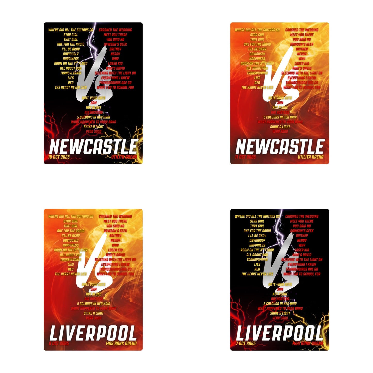 Busted vs McFly Tour Setlist Prints | 2 designs | 3 sizes