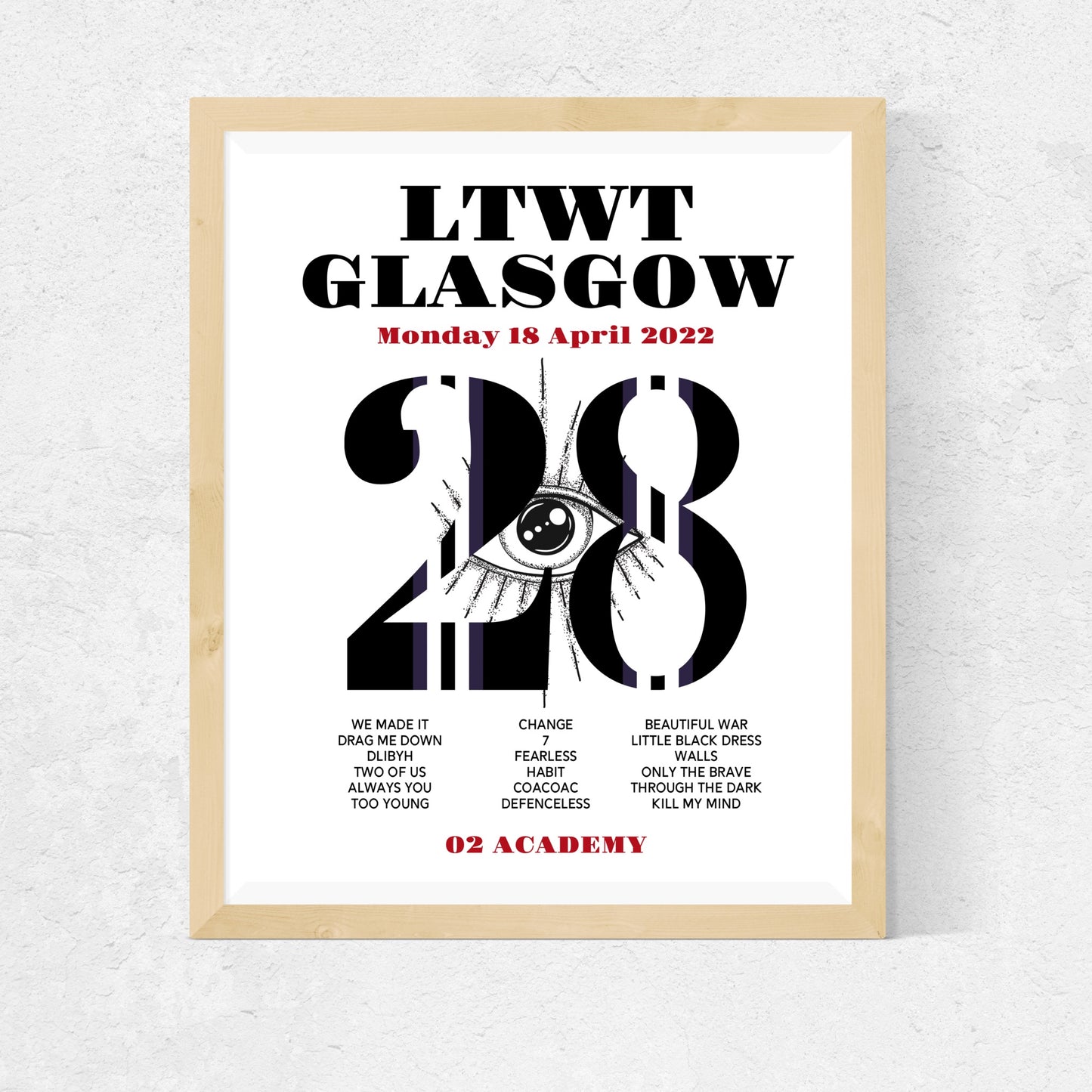 LTWT 2022 ALL DATES Setlist Prints - Choose Your Show!