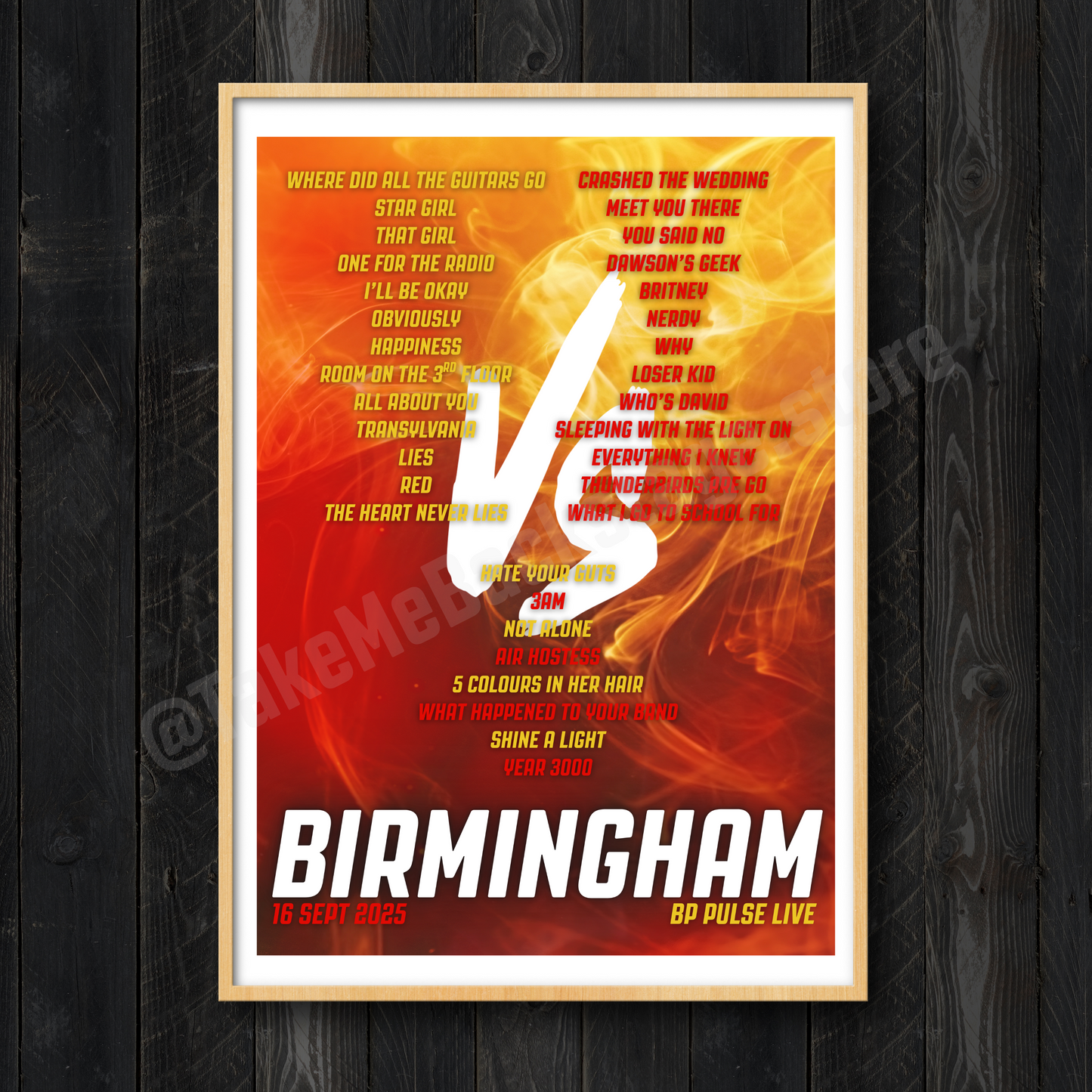 Busted vs McFly Tour Setlist Prints | 2 designs | 3 sizes