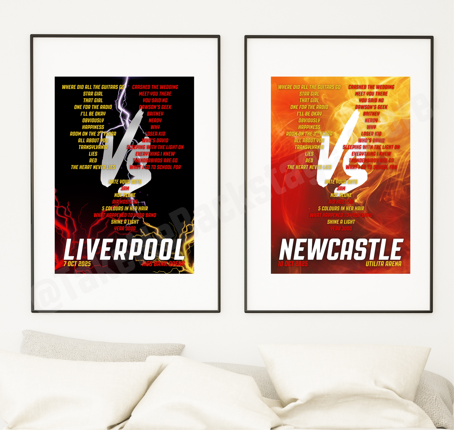Busted vs McFly Tour Setlist Prints | 2 designs | 3 sizes