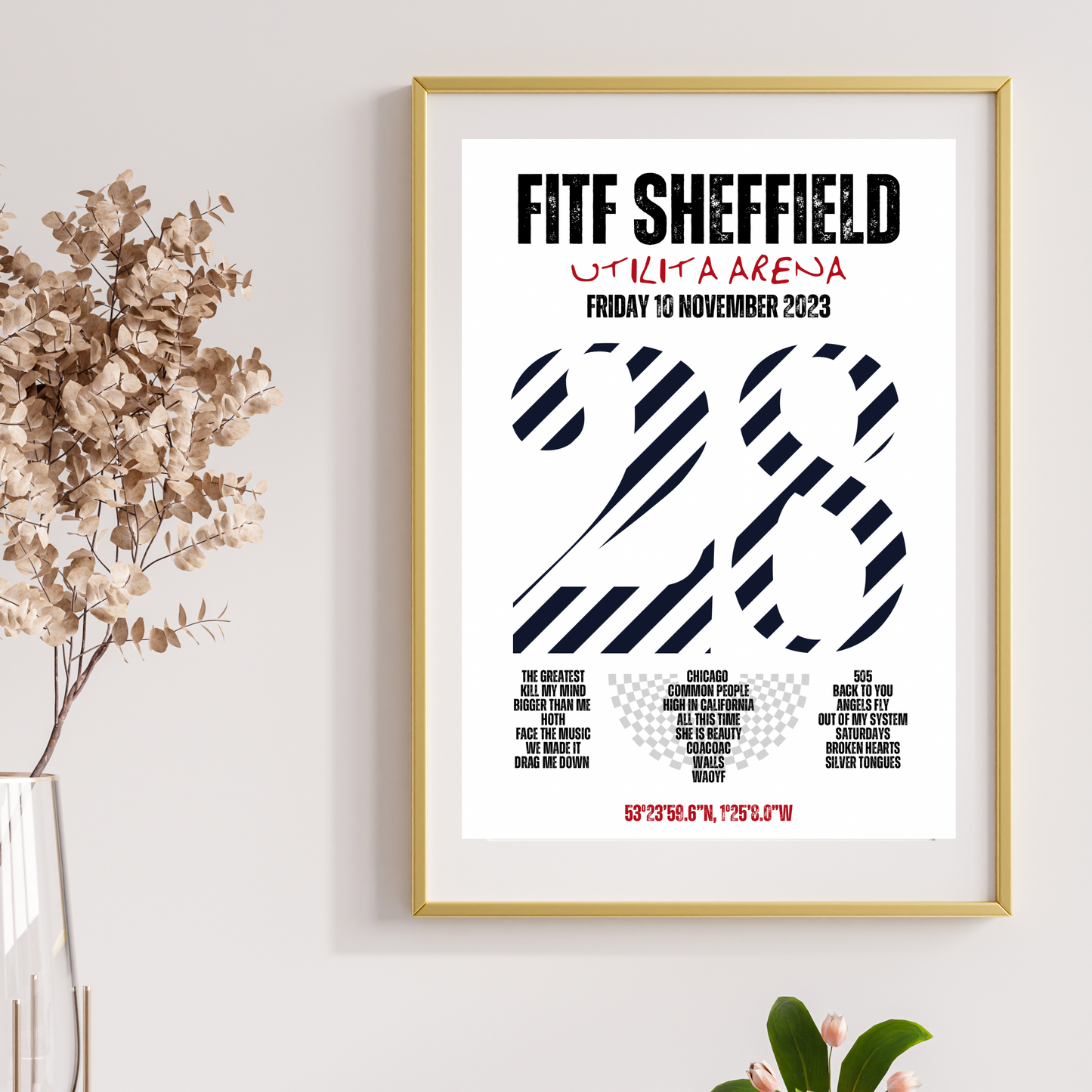 FITF World Tour Sheffield 2023 Setlist Print