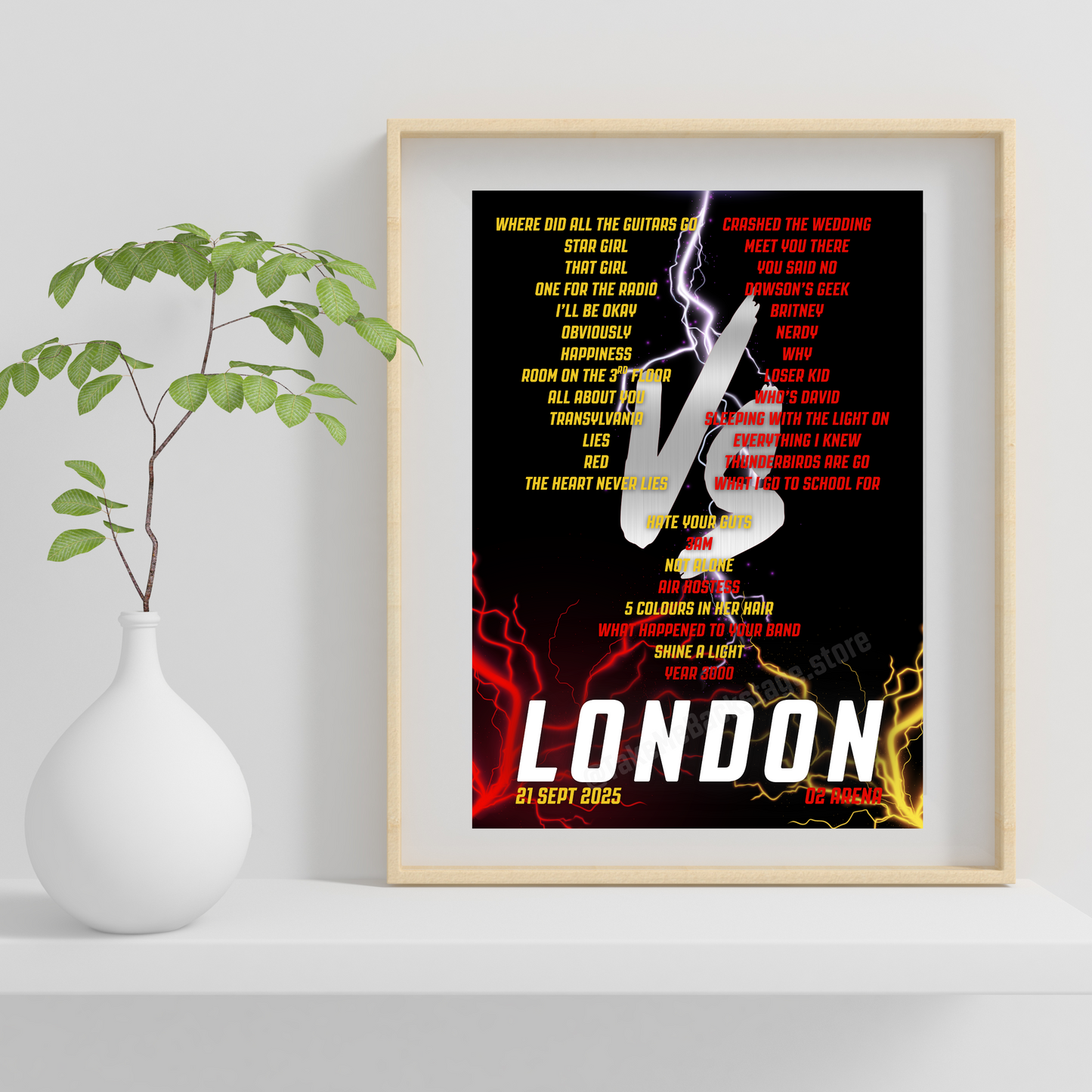 Busted vs McFly Tour Setlist Prints | 2 designs | 3 sizes