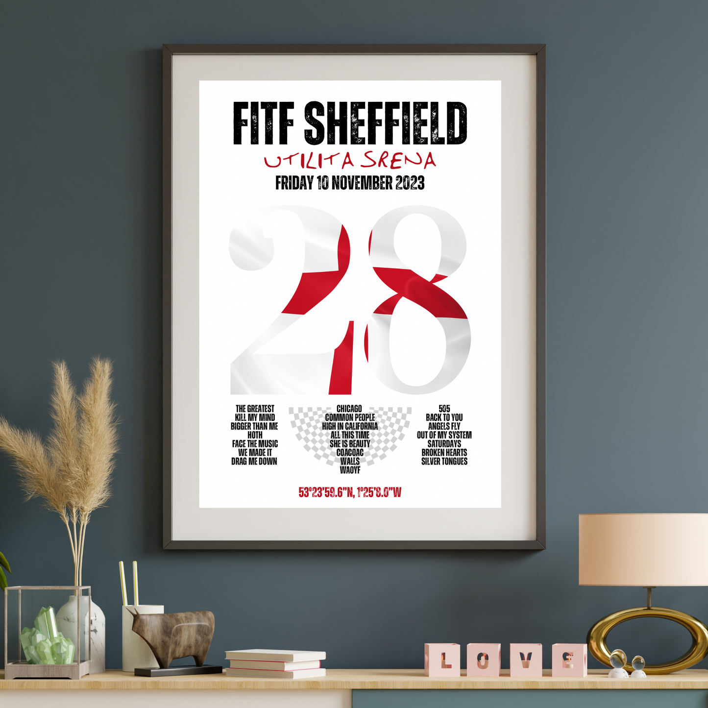 FITF World Tour Sheffield 2023 Setlist Print