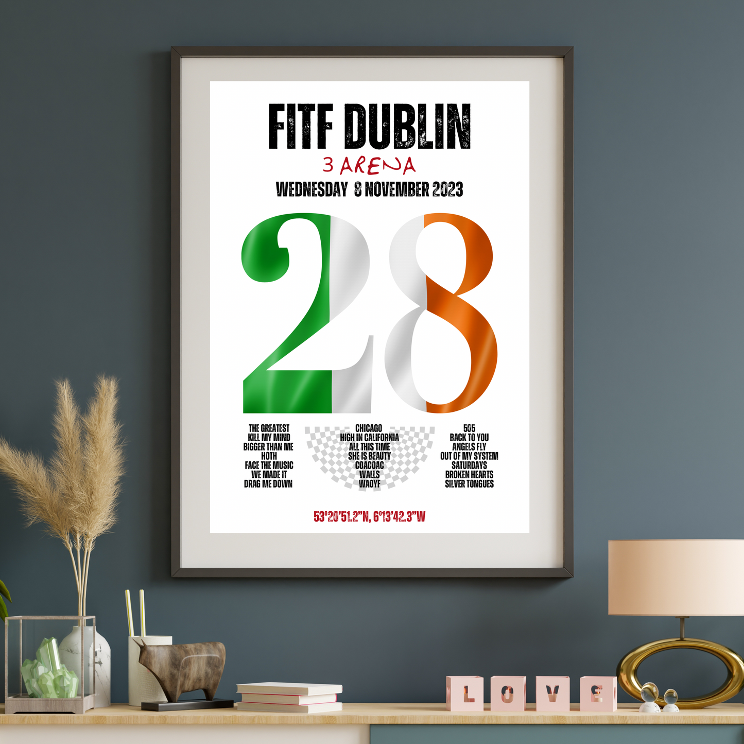 FITF World Tour Dublin 2023 Setlist Print