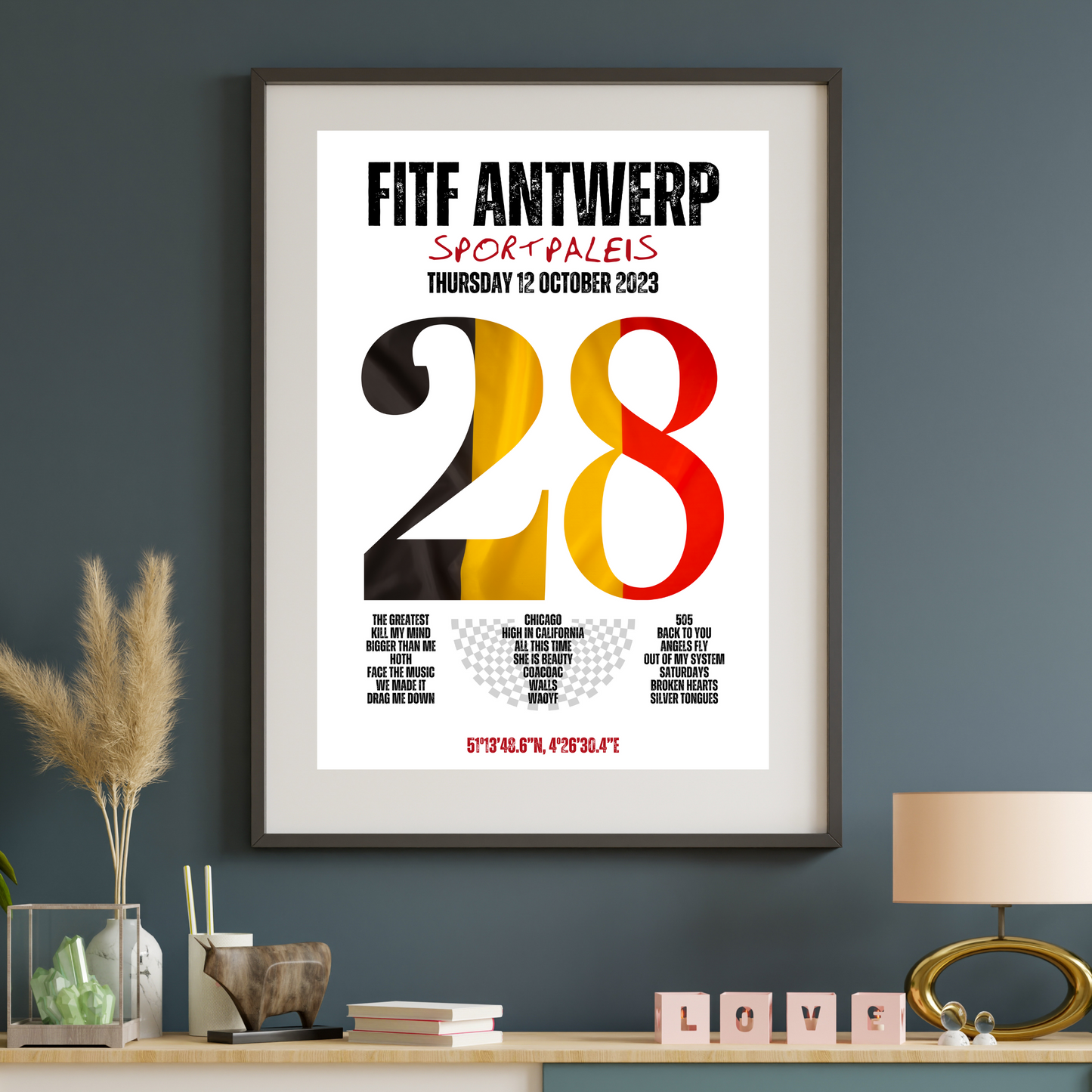 FITF World Tour Antwerp 2023 Setlist Print