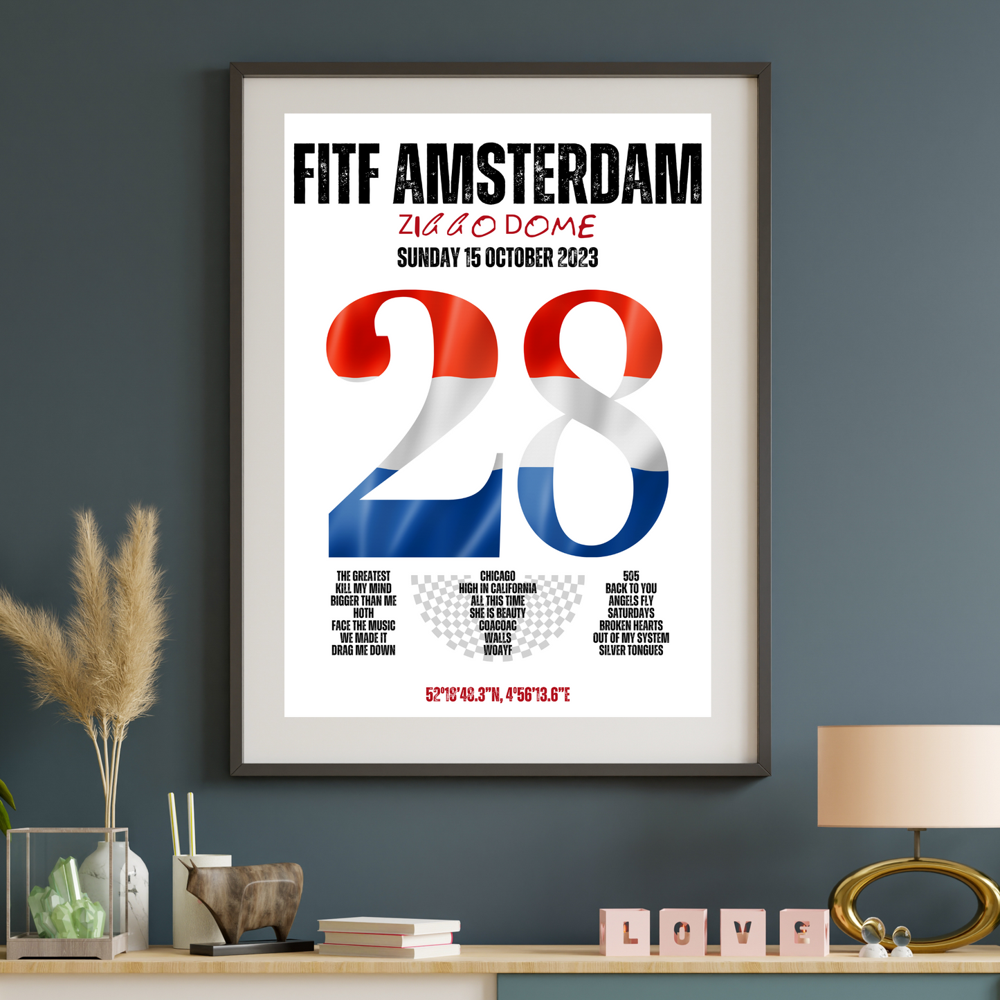 FITF World Tour Amsterdam 2023 Setlist Print