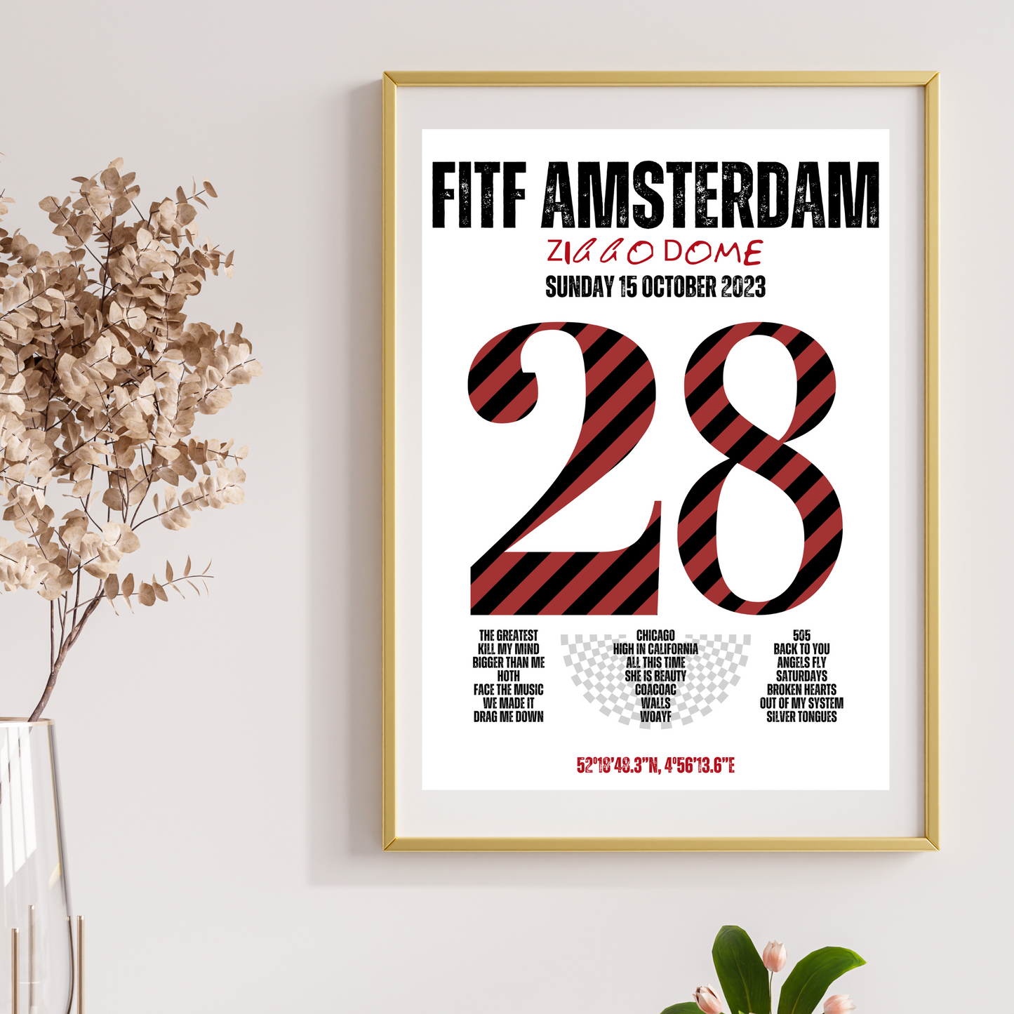 FITF World Tour Amsterdam 2023 Setlist Print