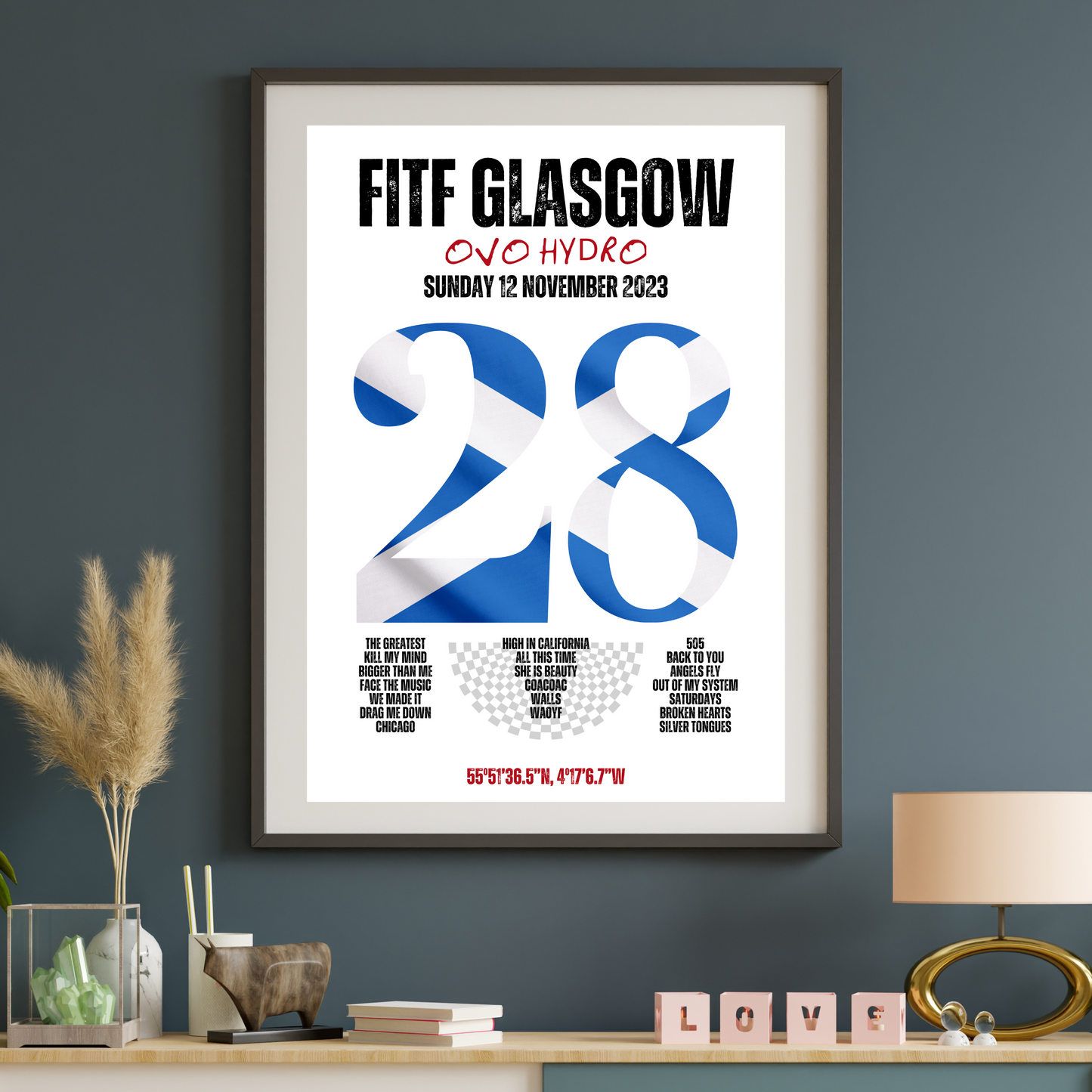 FITF World Tour Glasgow 2023 Setlist Print