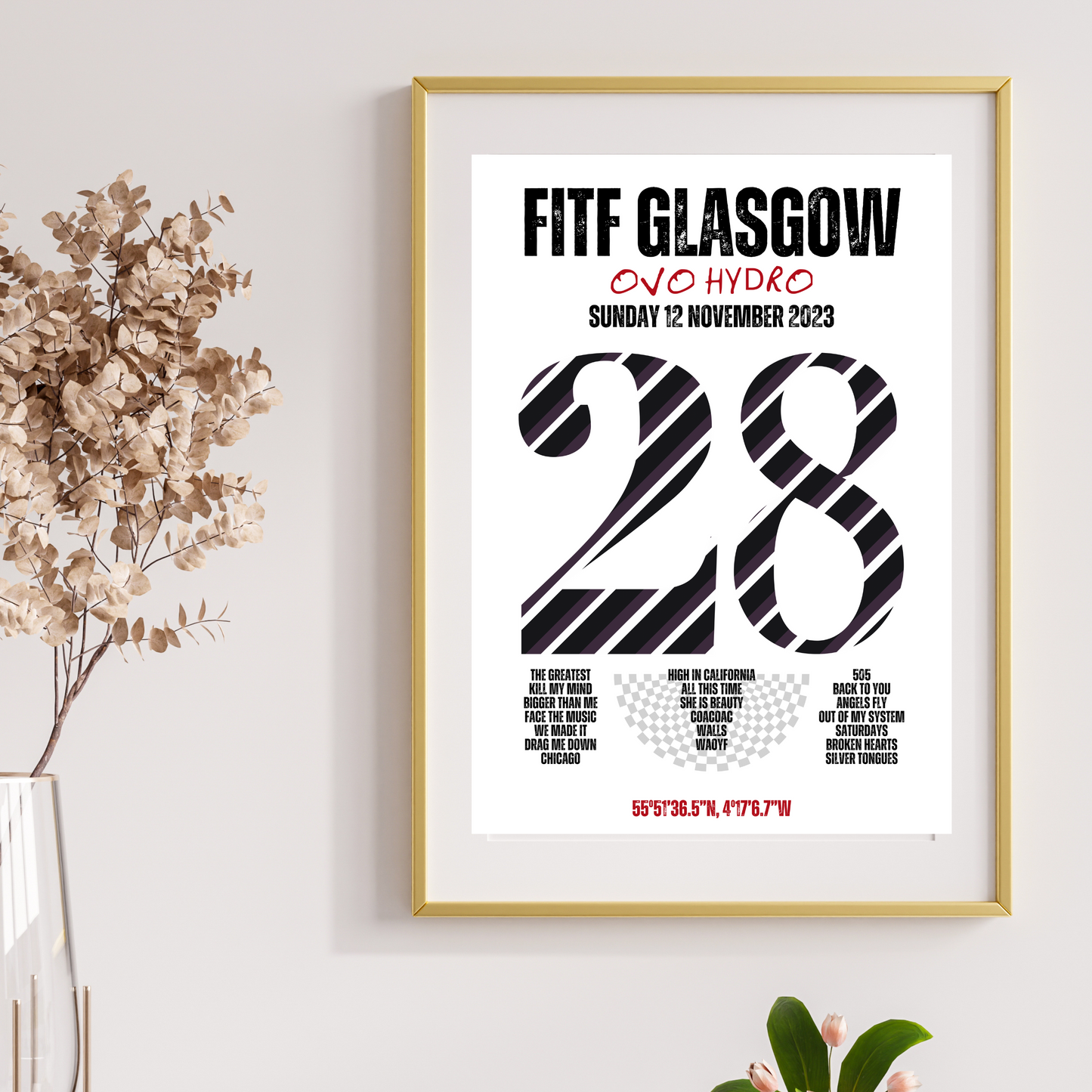 FITF World Tour Glasgow 2023 Setlist Print