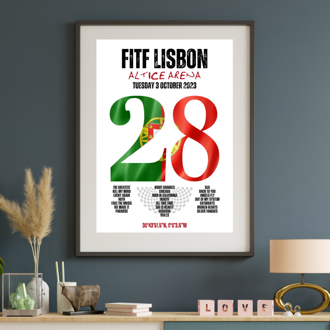 FITF World Tour Lisbon 2023 Setlist Print