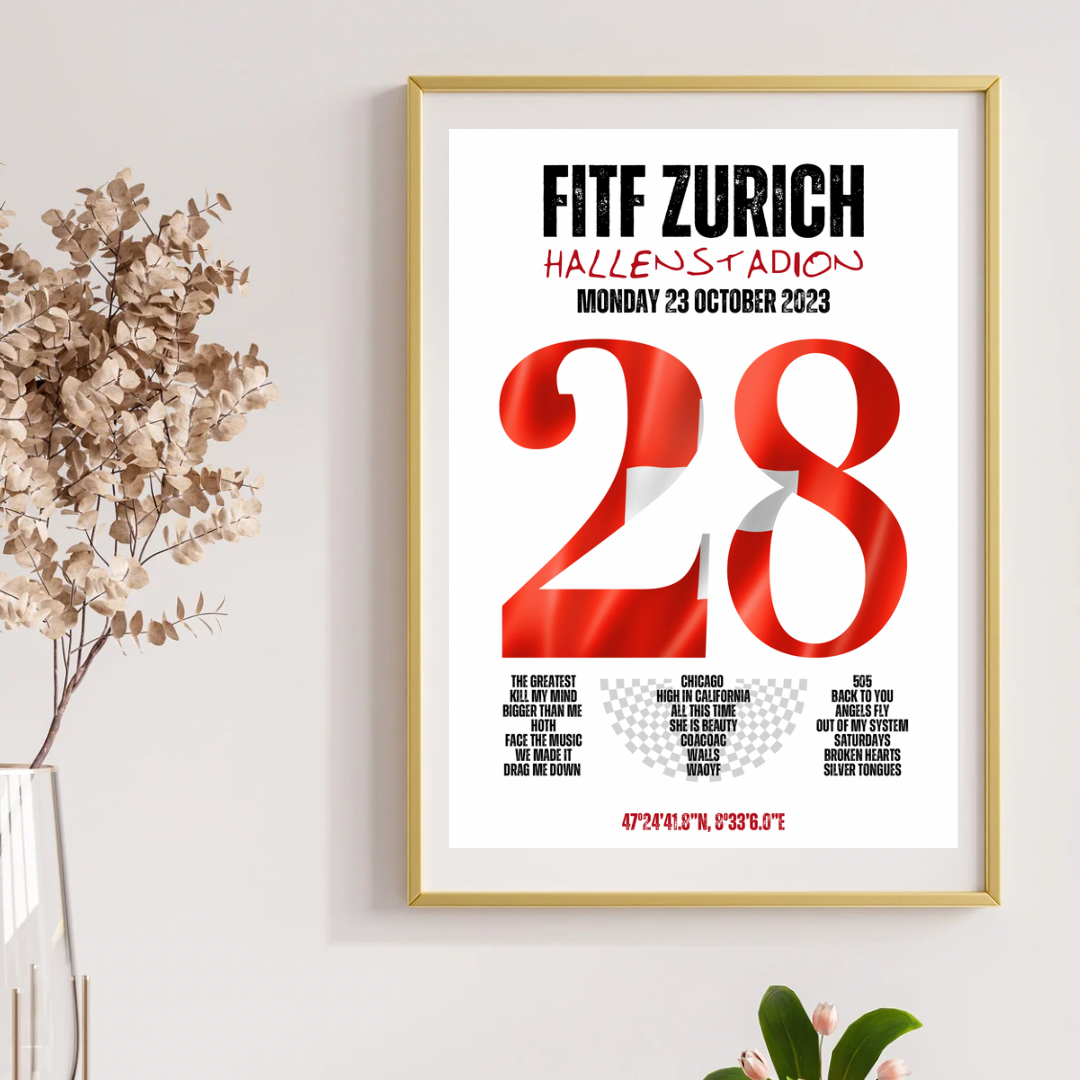 FITF World Tour Zurich 2023 Setlist Print