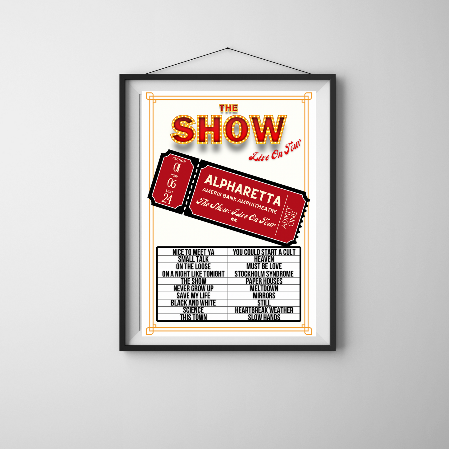 The Show Alpharetta Setlist Poster | Print