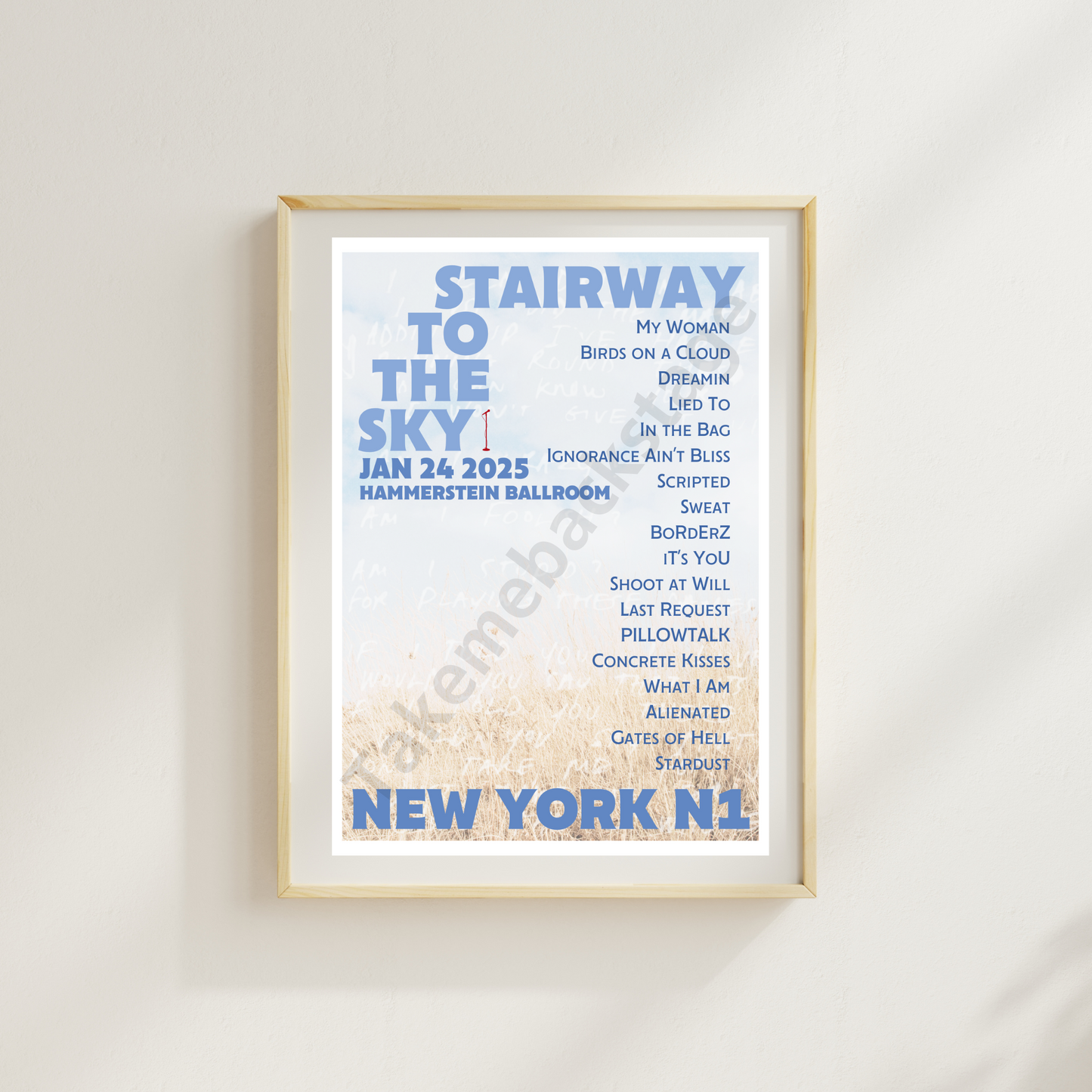 Stairway To The Sky New York N1 setlist print I Poster | 3 sizes