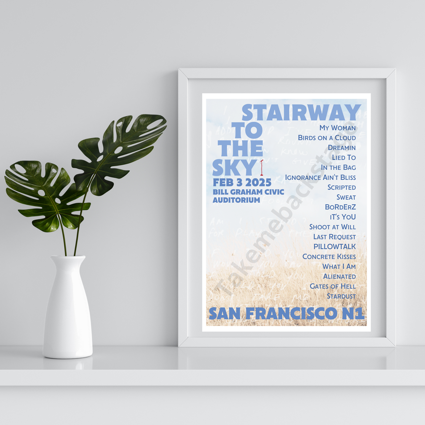 Stairway To The Sky San Francisco N1 setlist print I Poster | 3 size