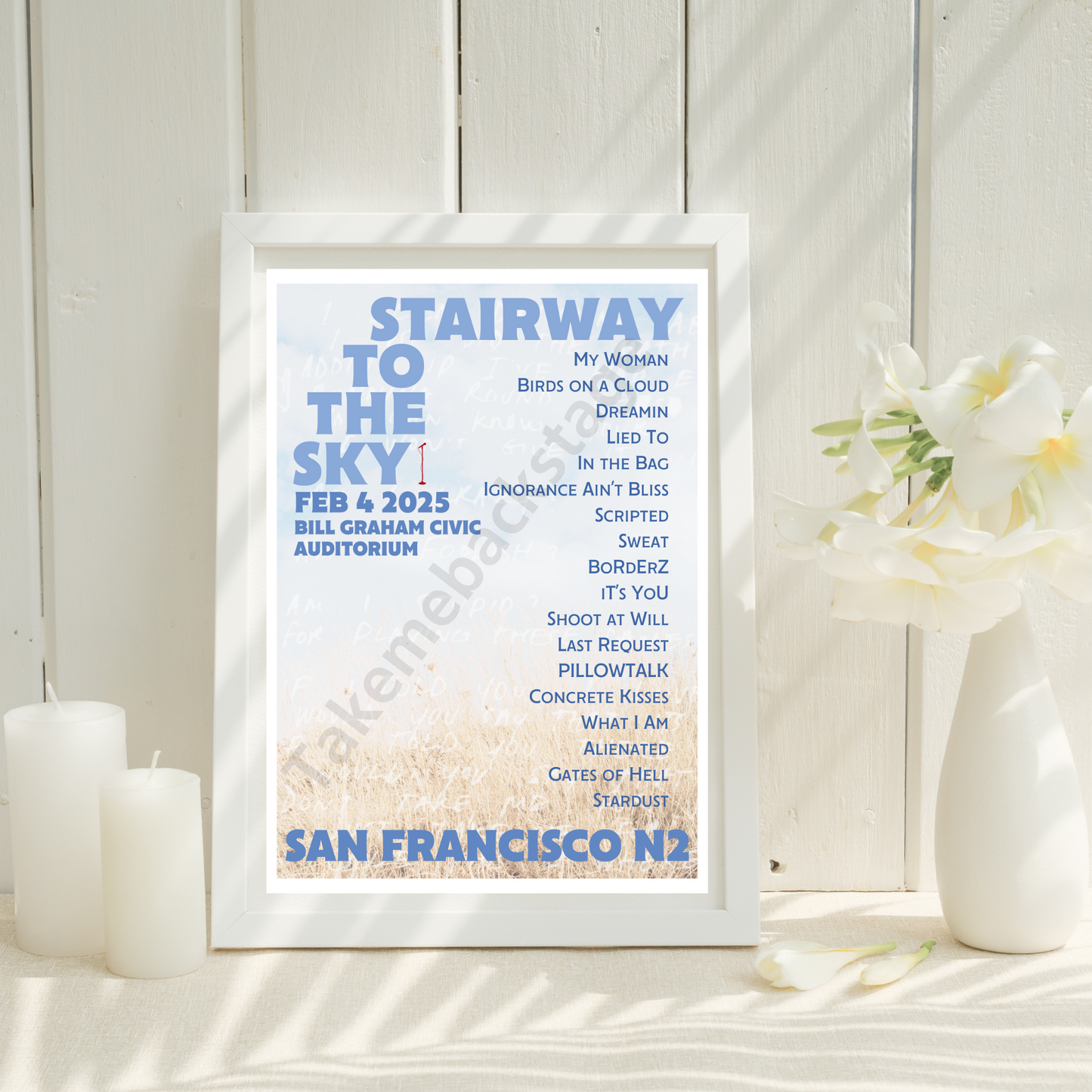 Stairway To The Sky San Francisco N2 setlist print I Poster | 3 size