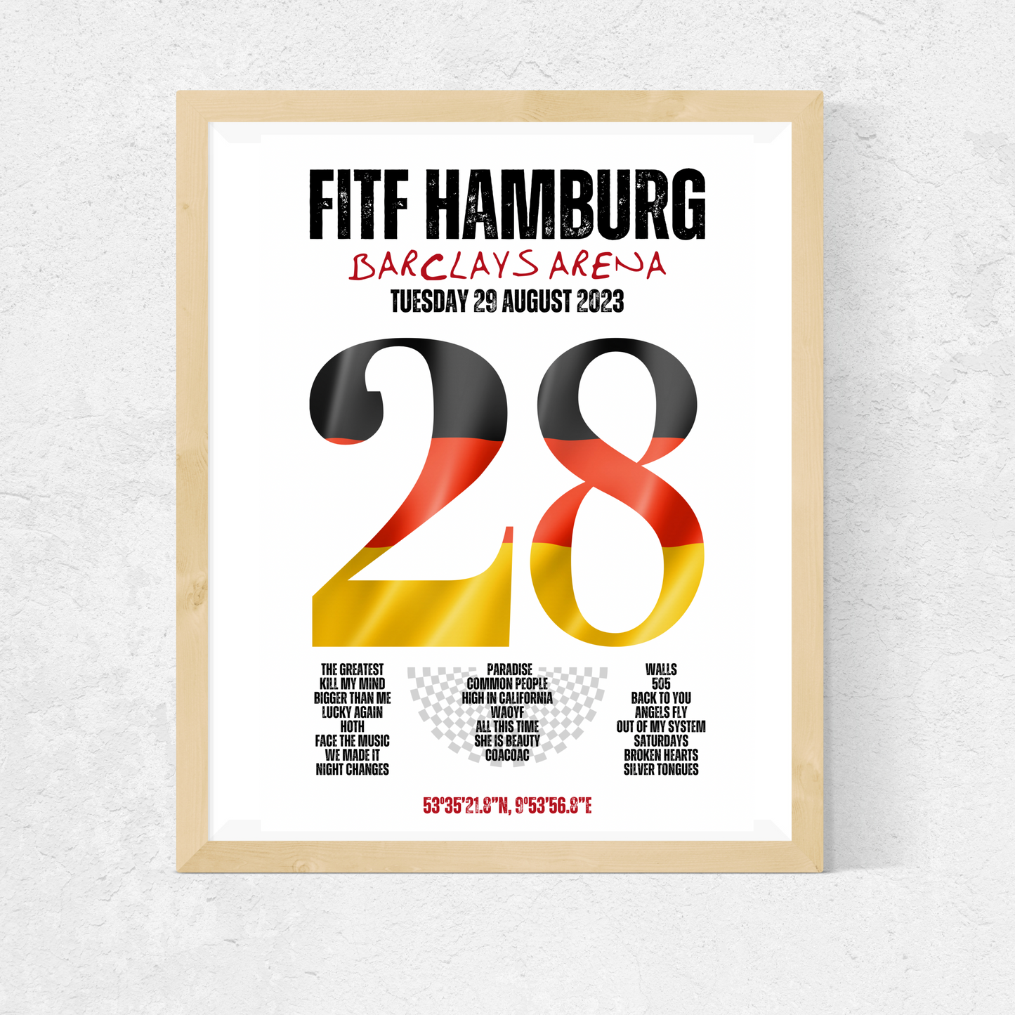 FITF World Tour Hamburg 2023 Setlist Print