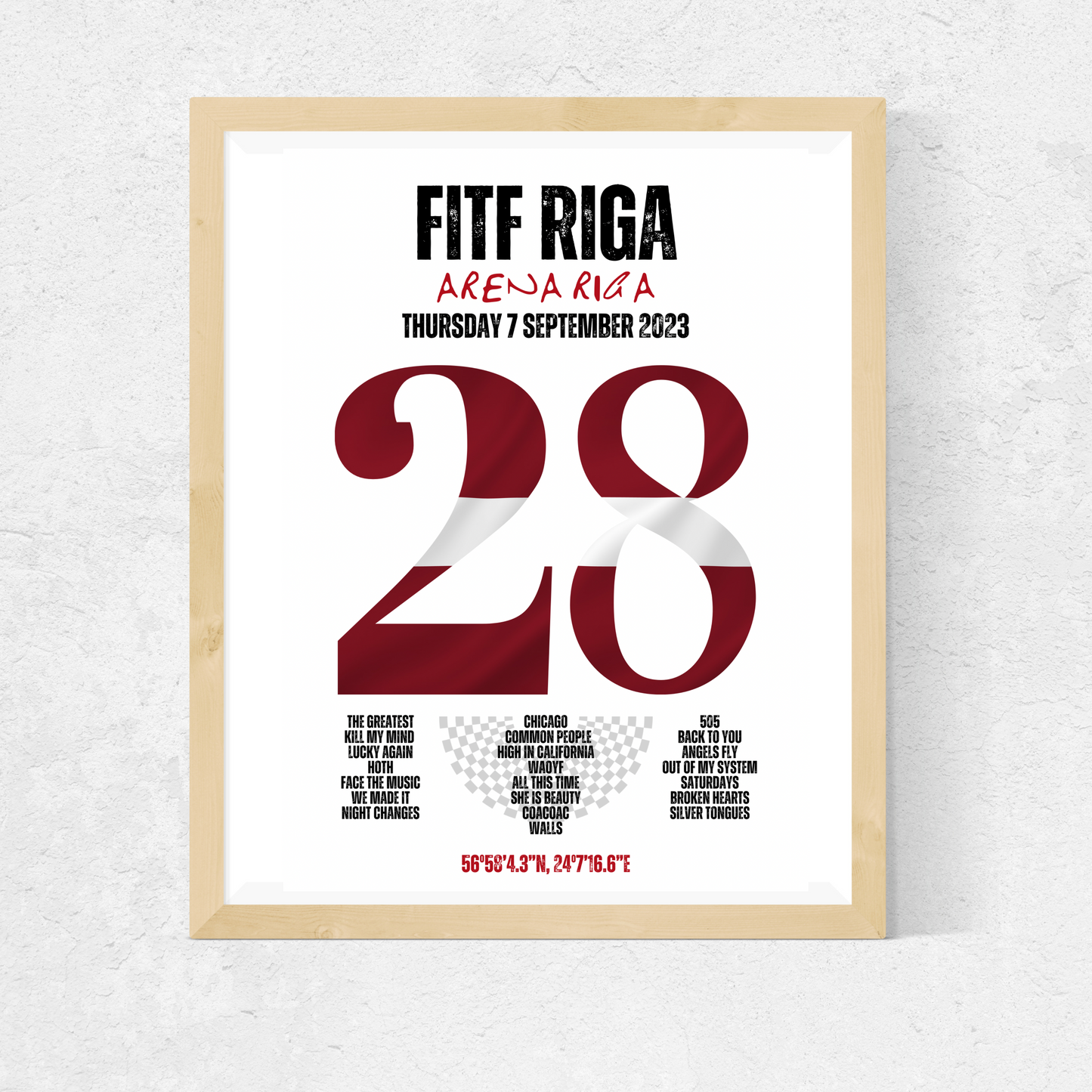 FITF World Tour Riga 2023 Setlist Print