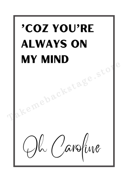 The 1975 inspired Lyric Print - Oh Caroline