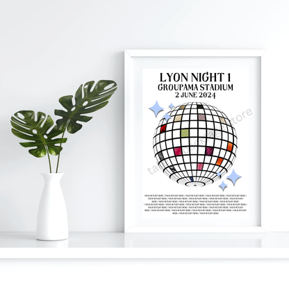 Eras Lyon Setlist Show Posters | Print | 3 Sizes