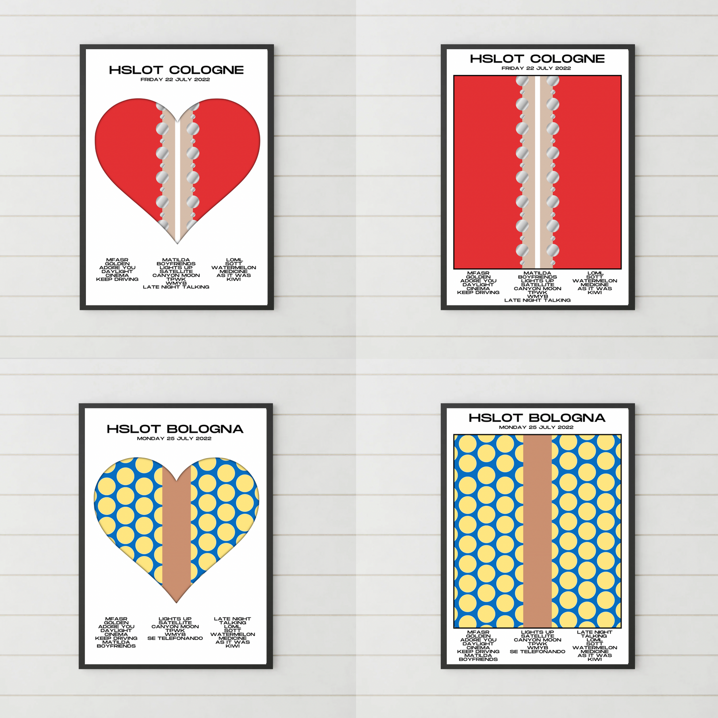 HSLOT 2022 Europe Setlist Posters | All Shows | 3 Sizes