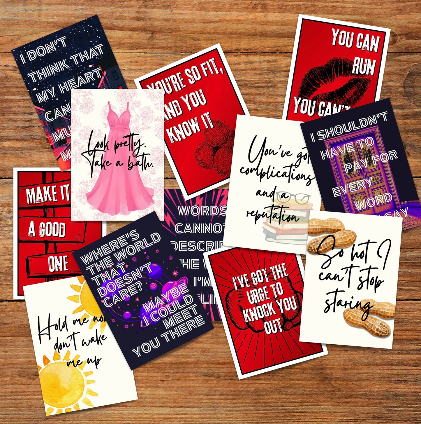 Busted Lyric Print Sticker Set | 12 Stickers