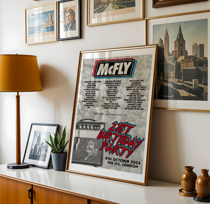 McFly 21st Birthday Party Setlist Print | 5 Sizes