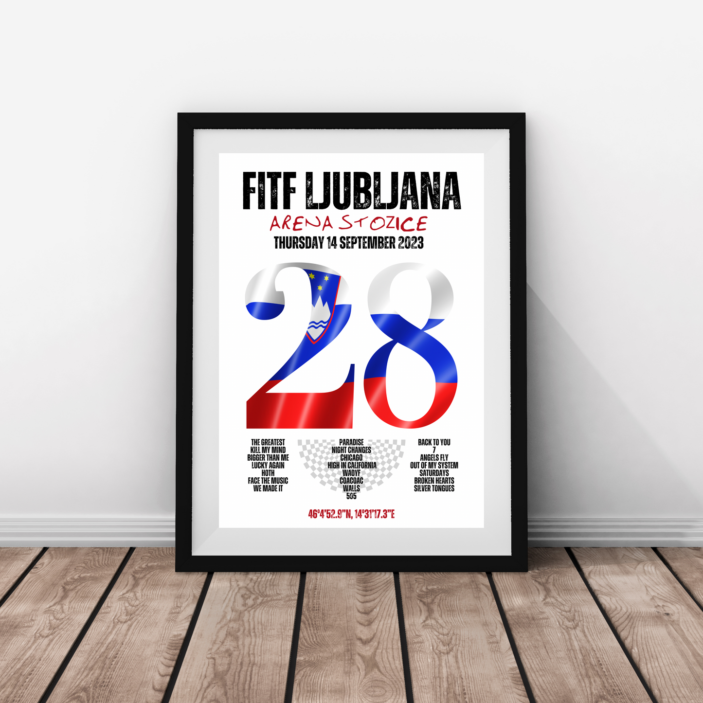 FITF World Tour Ljubljana 2023 Setlist Print