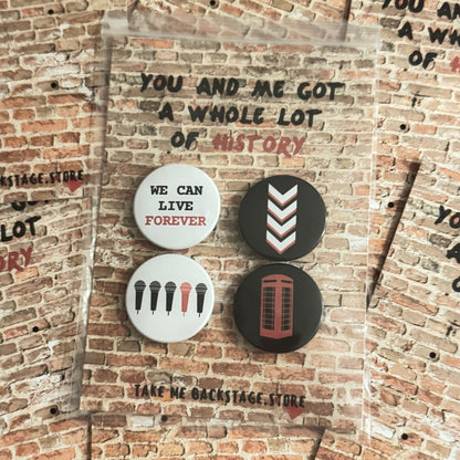 1D History Button Badges | Set of 4 | Choice of Colour