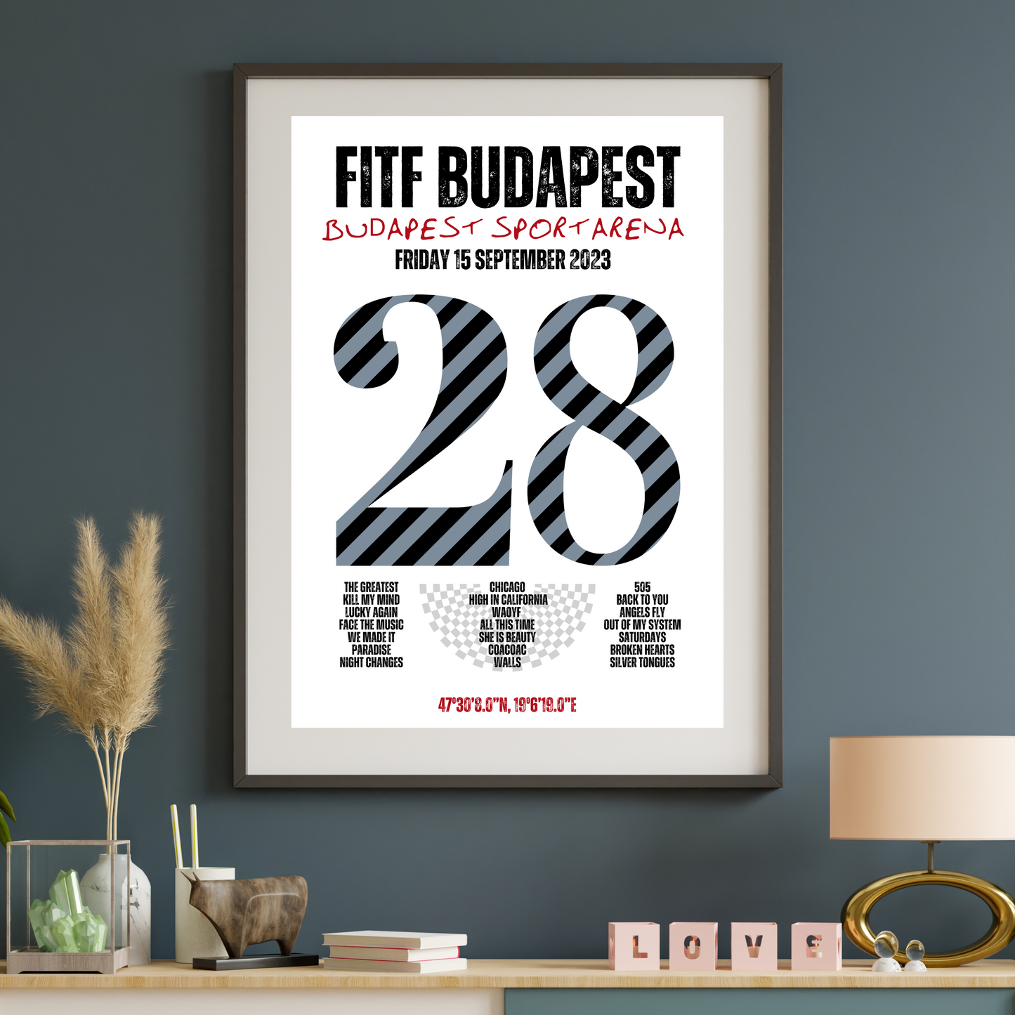 FITF World Tour Budapest 2023 Setlist Print