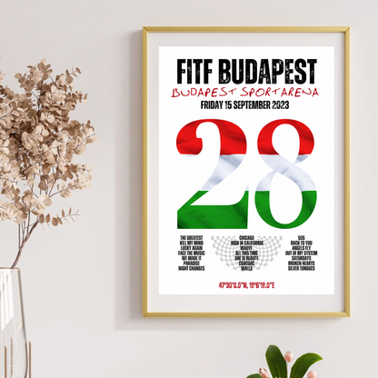 FITF World Tour Budapest 2023 Setlist Print