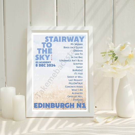 Stairway To The Sky Edinburgh N1 setlist print  I Poster | 3 sizes