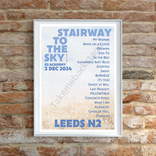 Stairway To The Sky Leeds N2 setlist print  I Poster | 3 sizes