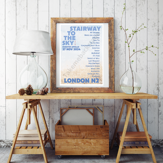 Stairway To The Sky London N2 setlist print  I Poster | 3 sizes