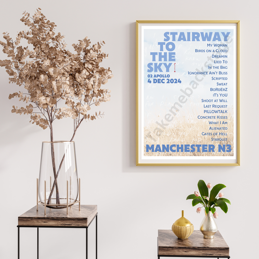 Stairway To The Sky Manchester N3 setlist print  I Poster | 3 sizes