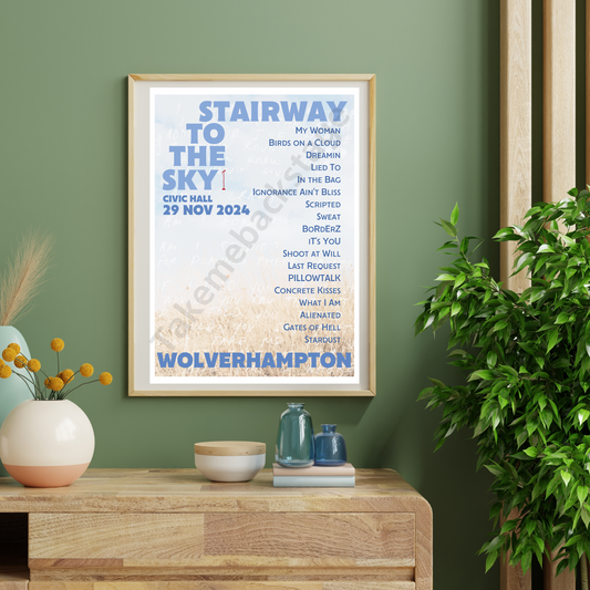 Stairway To The Sky Wolverhampton setlist print  I Poster | 3 siz