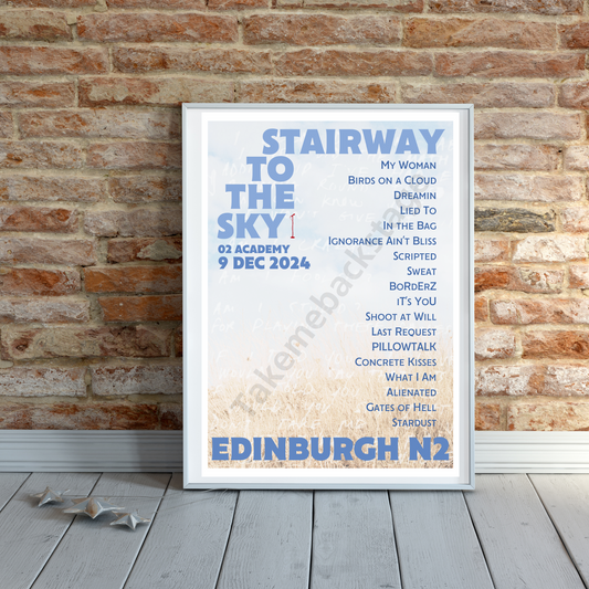 Stairway To The Sky Edinburgh N2 setlist print  I Poster | 3 sizes