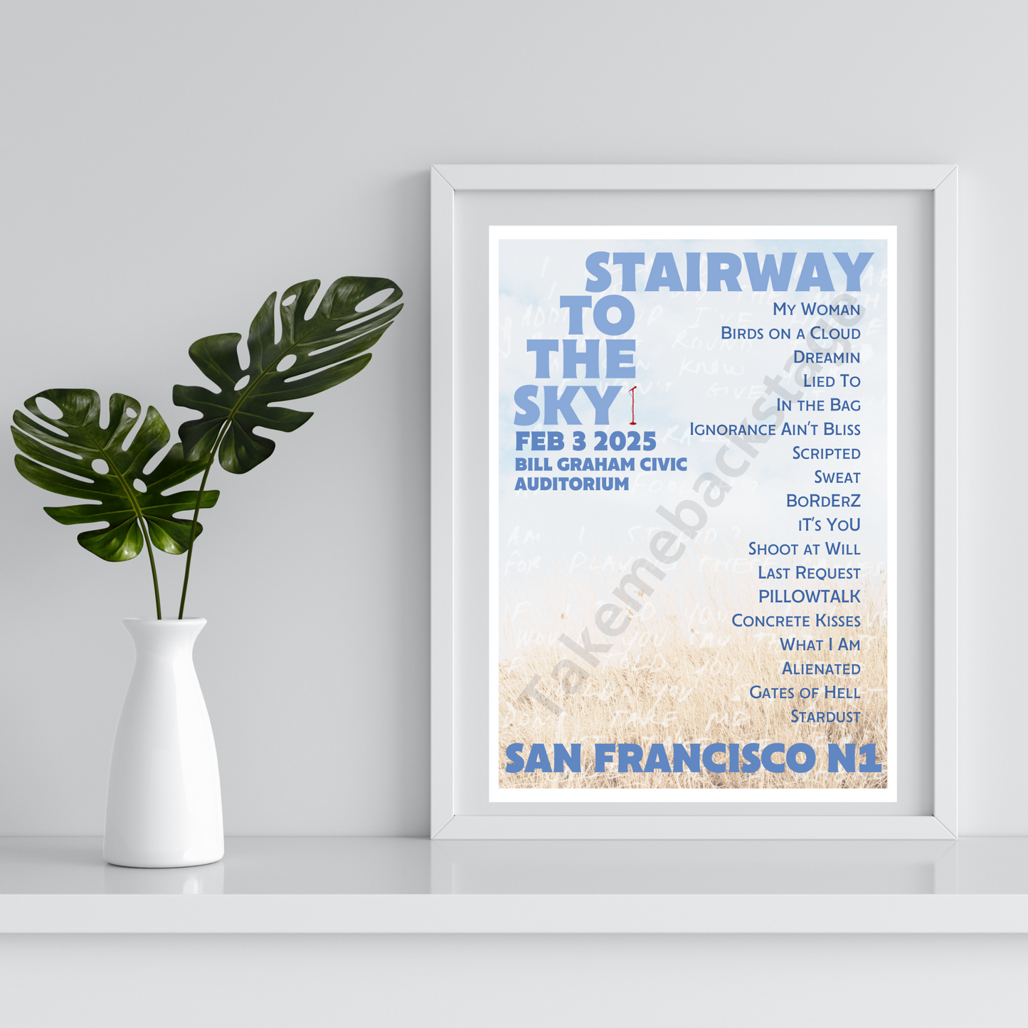 Stairway To The Sky San Francisco N1 setlist print  I Poster | 3 size