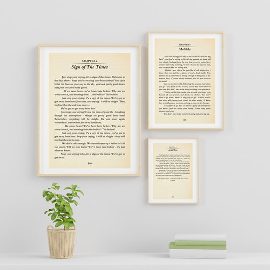 Bookish Harry Lyric Prints  | Choose your track | 3 sizes