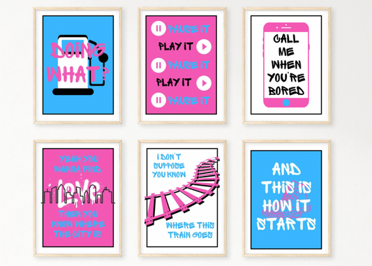 The 1975 inspired Graffiti prints - set of 6 (Choice of colour)