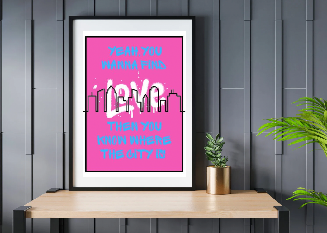 The 1975 Inspired Graffiti Lyric Print - The City (Blue/Pink or Grey/Red)