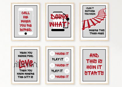 The 1975 inspired Graffiti prints - set of 6 (Choice of colour)